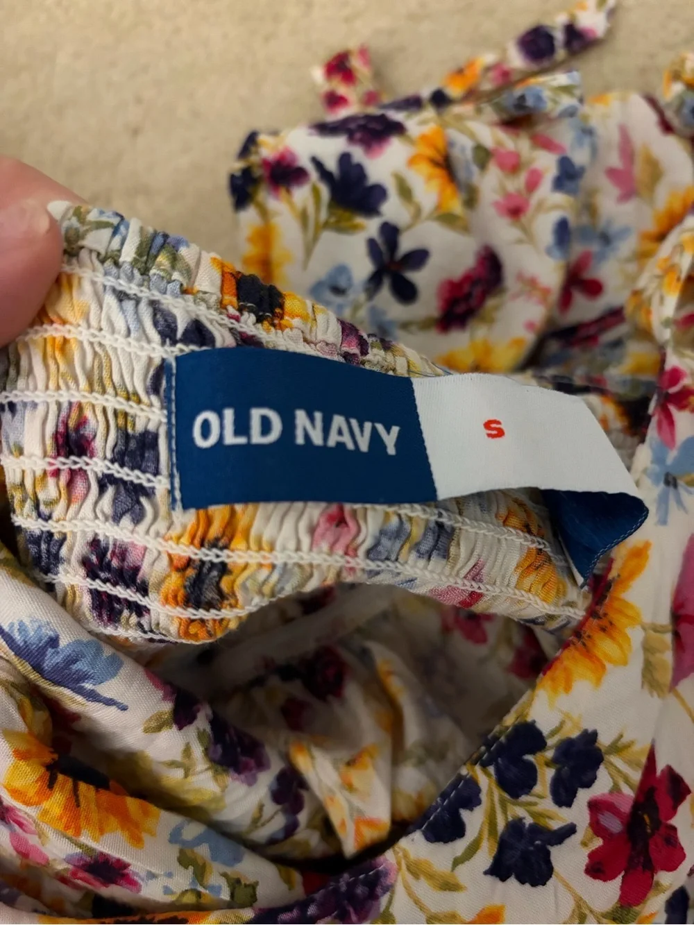 Old Navy Yellow Multi Floral Tie-Shoulder Sundress - Picture 2 of 2